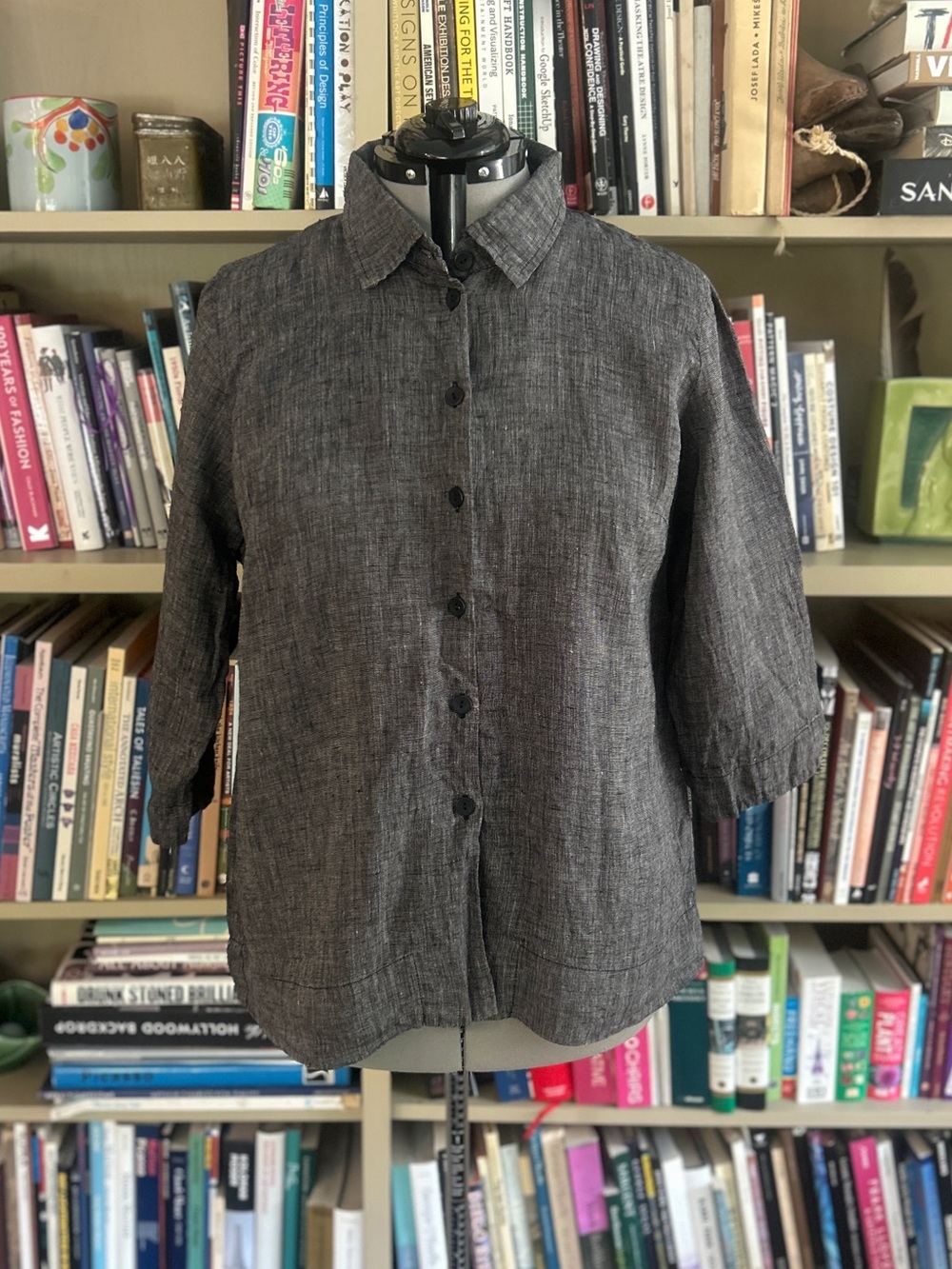 FLAX Charcoal Grey Linen Button-Up